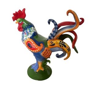 Colorful Ceramic Rooster Figurine